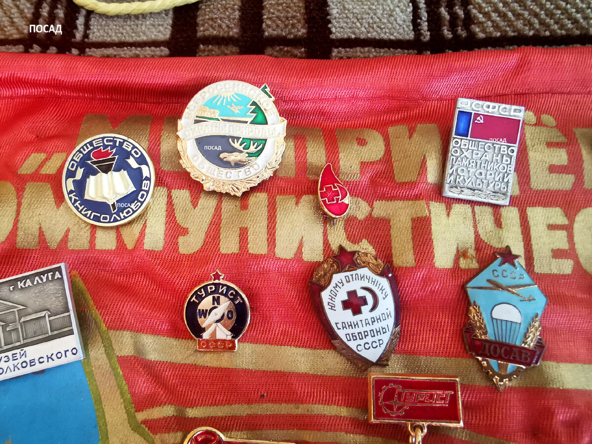 Книжечки у меня не сохранились. Но зато я коллекционировала значки. Прикалывать их обязательно нужно было на вымпел. У меня был "Ударник".