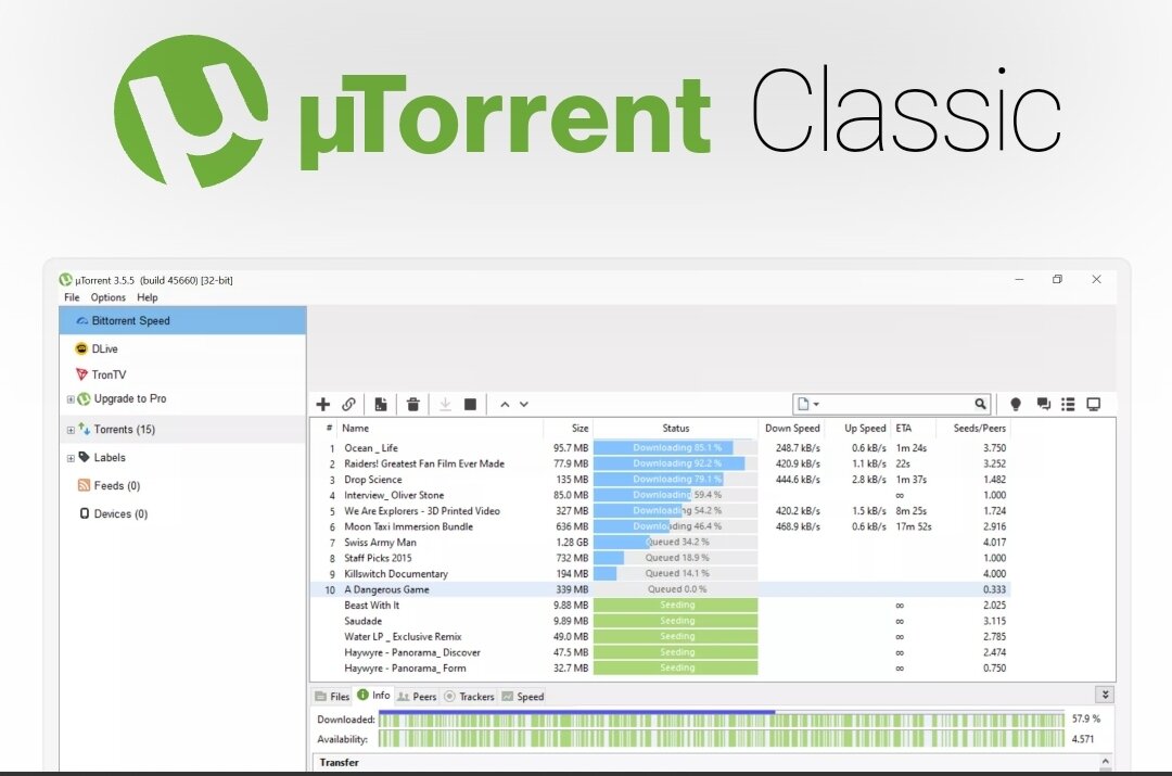 Десять торрентов. Utorrent Classic. ΜTORRENT Classic Pro. Оригинальный сайт торрент. ΜTORRENT Classic на русском.