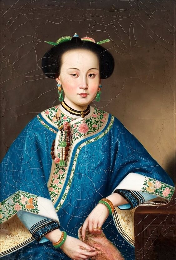 Портрет Сян Фэй (Благоухающая наложница). Авторство приписывают Джузеппе Кастильоне или одному из его последователей. Масло, холст. Источник изображения: https://www.pinterest.ru/pin/371195194279532465/