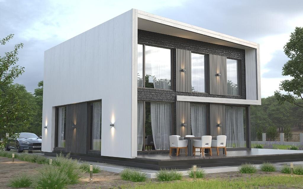 Дом КУБ из газобетона 9х9 м