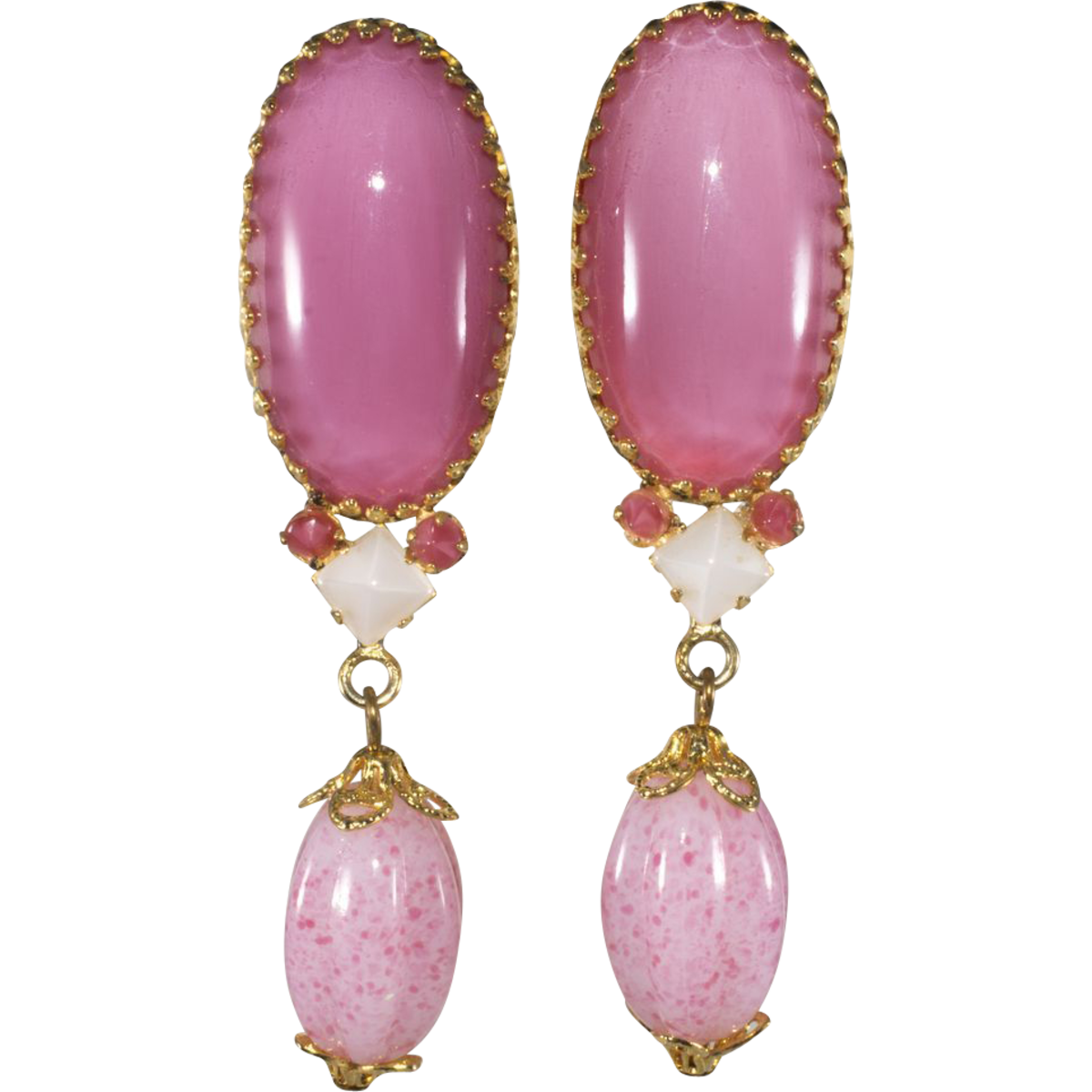 Серьги-подвески Schreiner с крупными овальными камнями.