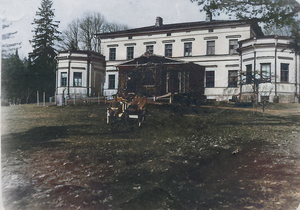Усадебный дом, парковый фасад. Покрашено нейросетью. 