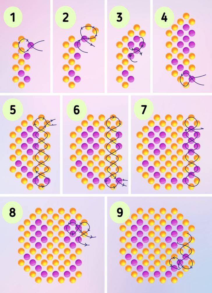 Схема как плести колечки из бисера крестиком