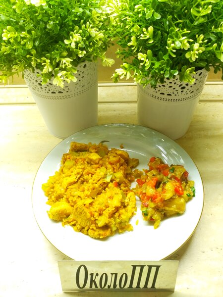 Фото обеда: булгур с овощами и куриной грудкой