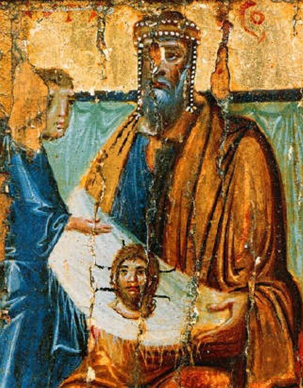 Царь Авгарь, апостол Фаддей (у Агапия Фома) и Спас Нерукотворный.