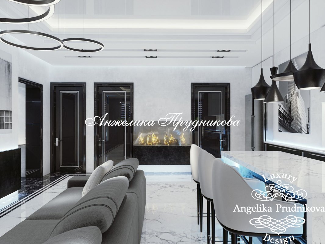 На фото: Пристенный биокамин в интерьере современной гостиной