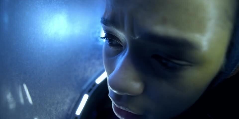 Кадр из сериала "Затеянные в космосе".  Джуди Робинсон застряла во льду. 