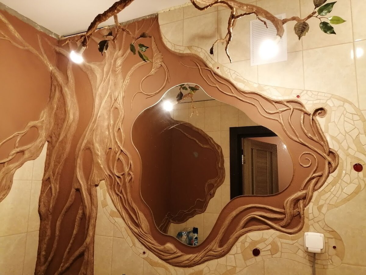 При взгляде на унылые стены в ванной мне захотелось сделать ее более живой: ремонт ванной в стиле Эко