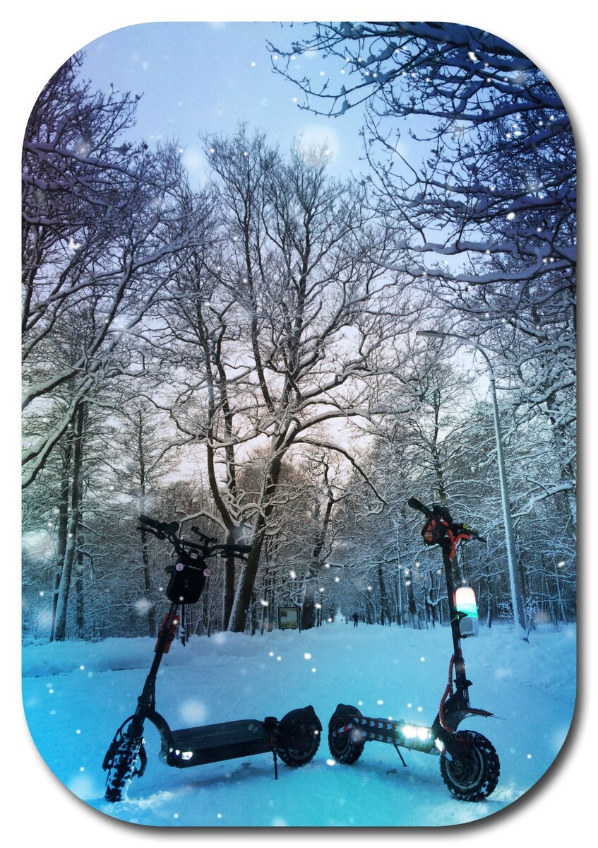 Зимой на электросамокате