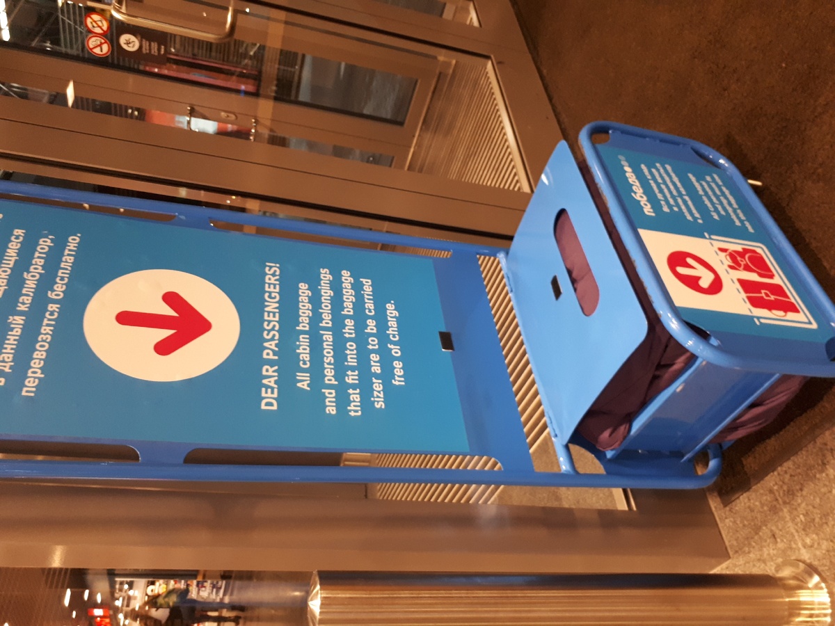 Большую фиолетовую сумку с трудом, но всё-таки смогли запихнуть в калибратор.