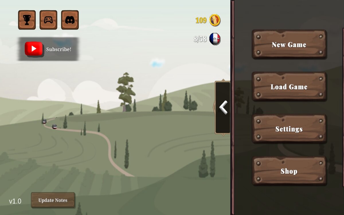 Главное меню игры. Здесь почему-то нет названия...