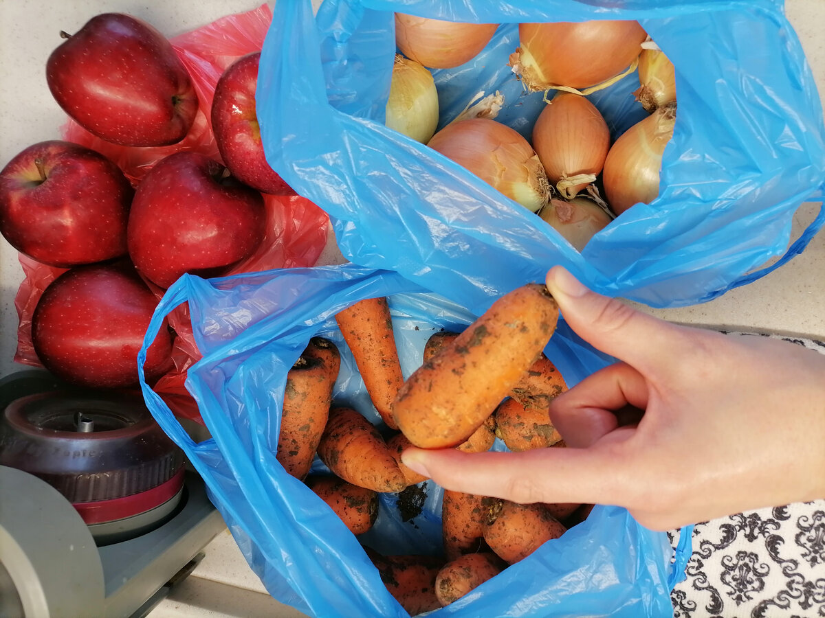 Крымские яблоки 1.1кг, морковь Карателька 1кг, лук 1кг=170руб