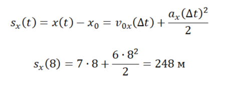 Проекция перемещения за 8 секунд