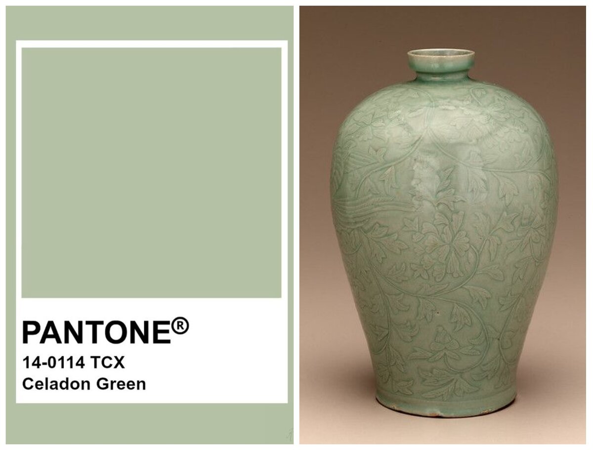 2. Цвет в международной стандартизованной системе подбора цвета Panton и образец керамики.