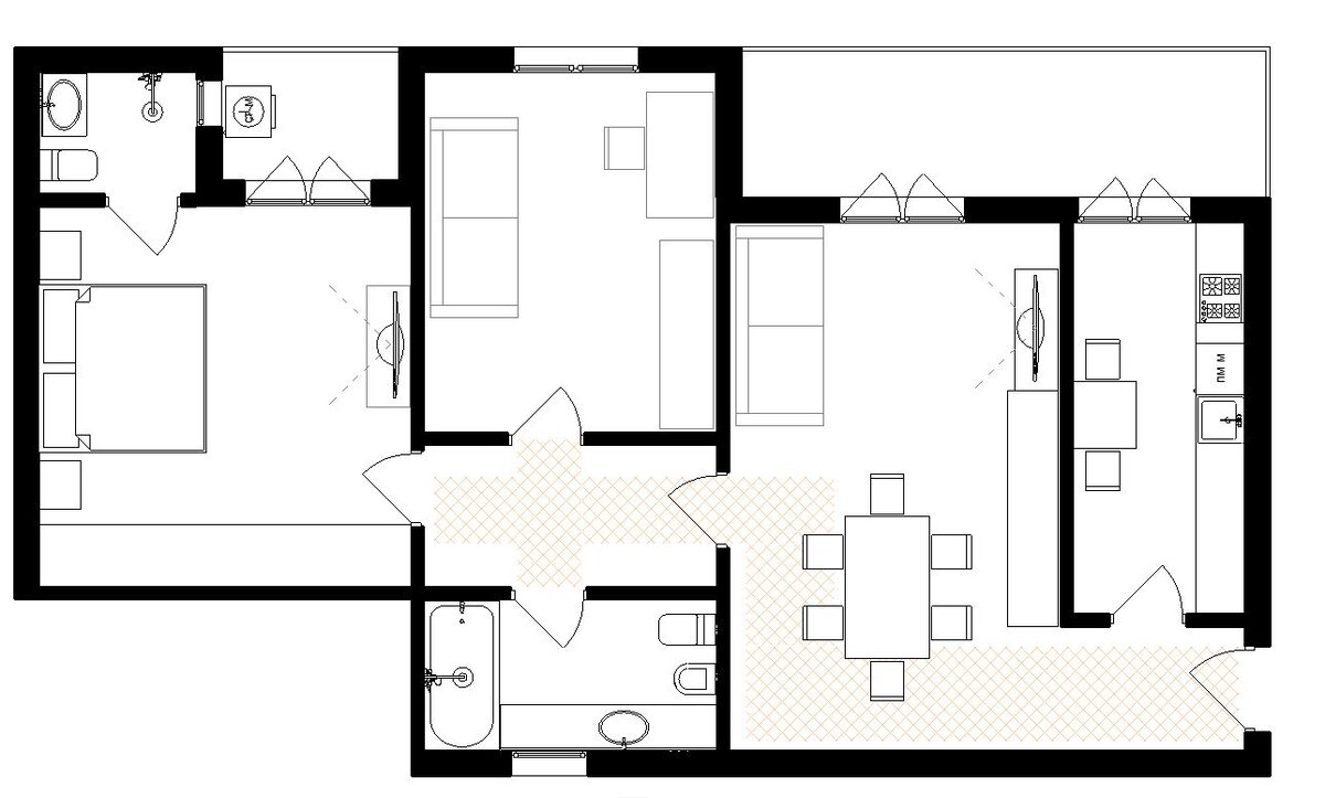 Штриховкой обозначены транзитные зоны