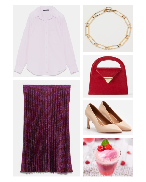 №2 Лодочки reserved, колье h&m, рубашка, юбка и мохнатая сумочка - zara