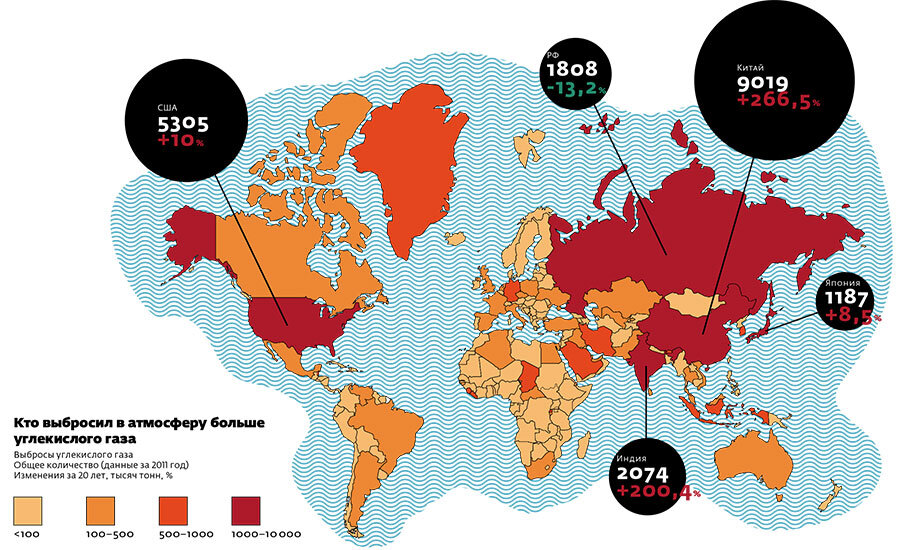 Карта выброса co2