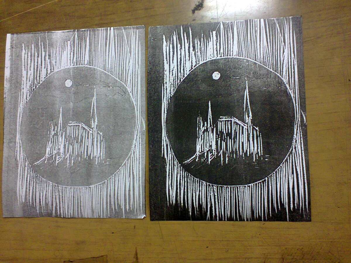 Первый и второй оттиски с линолеума