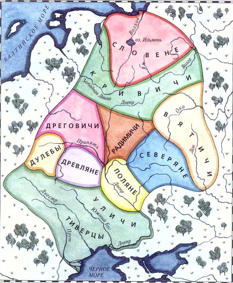 Племенное расселение восточных славян. Карта расселения восточнославянских племен. Карта расселения племен в древней Руси. Расселение племен восточных славян карта. Вятичи дреговичи.