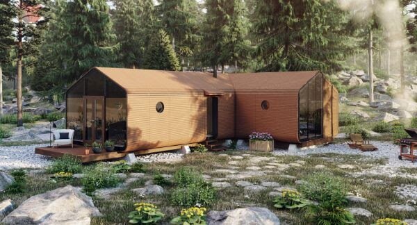 Так выглядит один из вариантов готового домика из модулей.