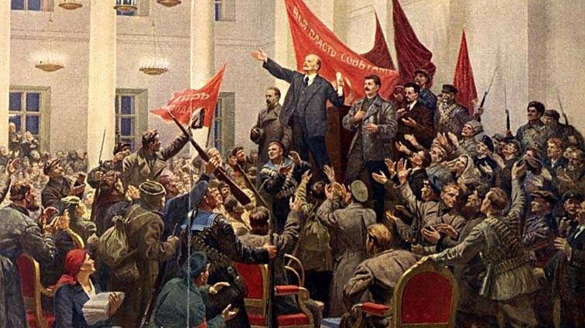 Картина  «Ленин провозглашает советскую власть». Художник Павел Соколов-Скаля. Фоторепродукция из открытых источников.