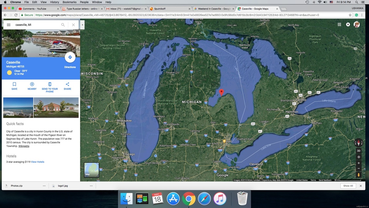 карта мичиганской рукавички