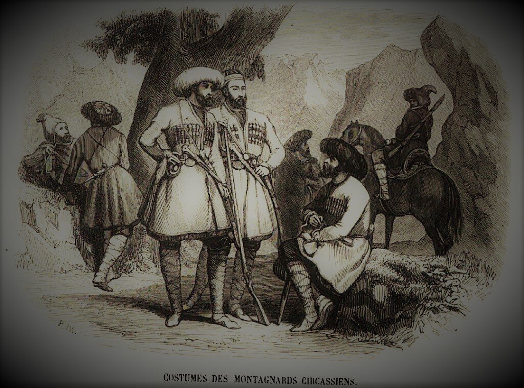 Костюмы горных черкесов (рис. середины XIX века).