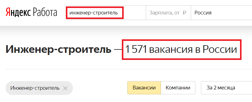 Вакансии инженера-строителя по России