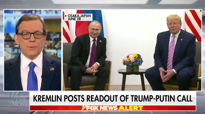 Кадр из видеорепортажа с одной из последних встреч Путина и Трампа