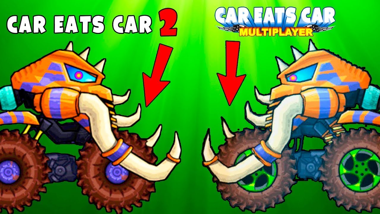 Мамонт из Машина Ест Машину 2 против Мамонта из Car Eats Car Multiplayer -  Мульт Игра Гонки Андроид