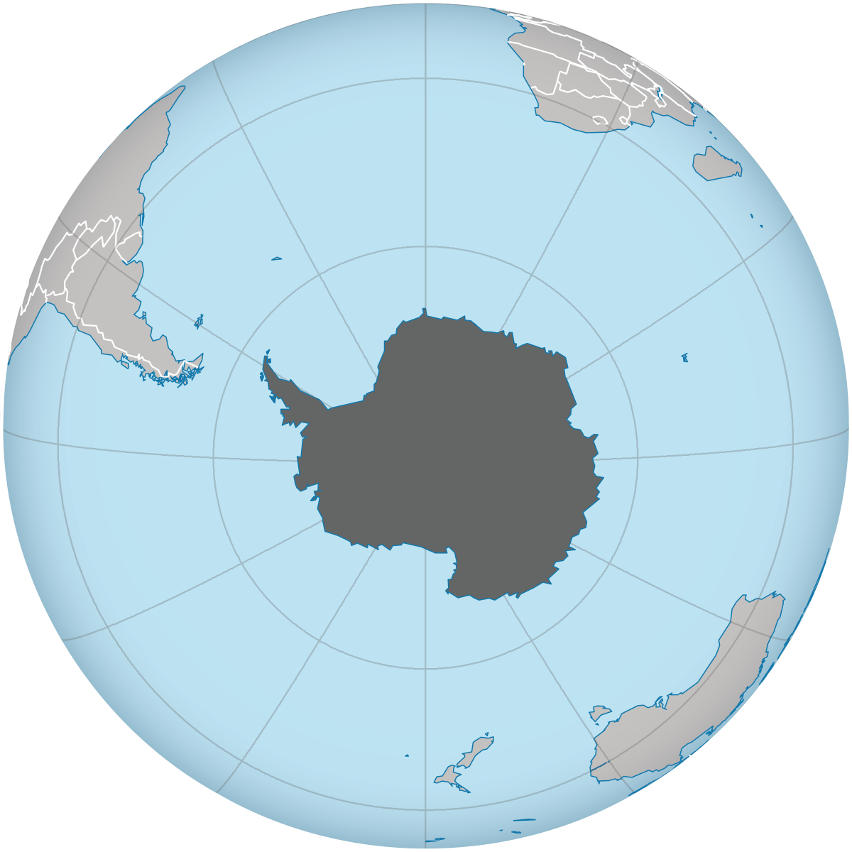 В центре: континент Антарктида