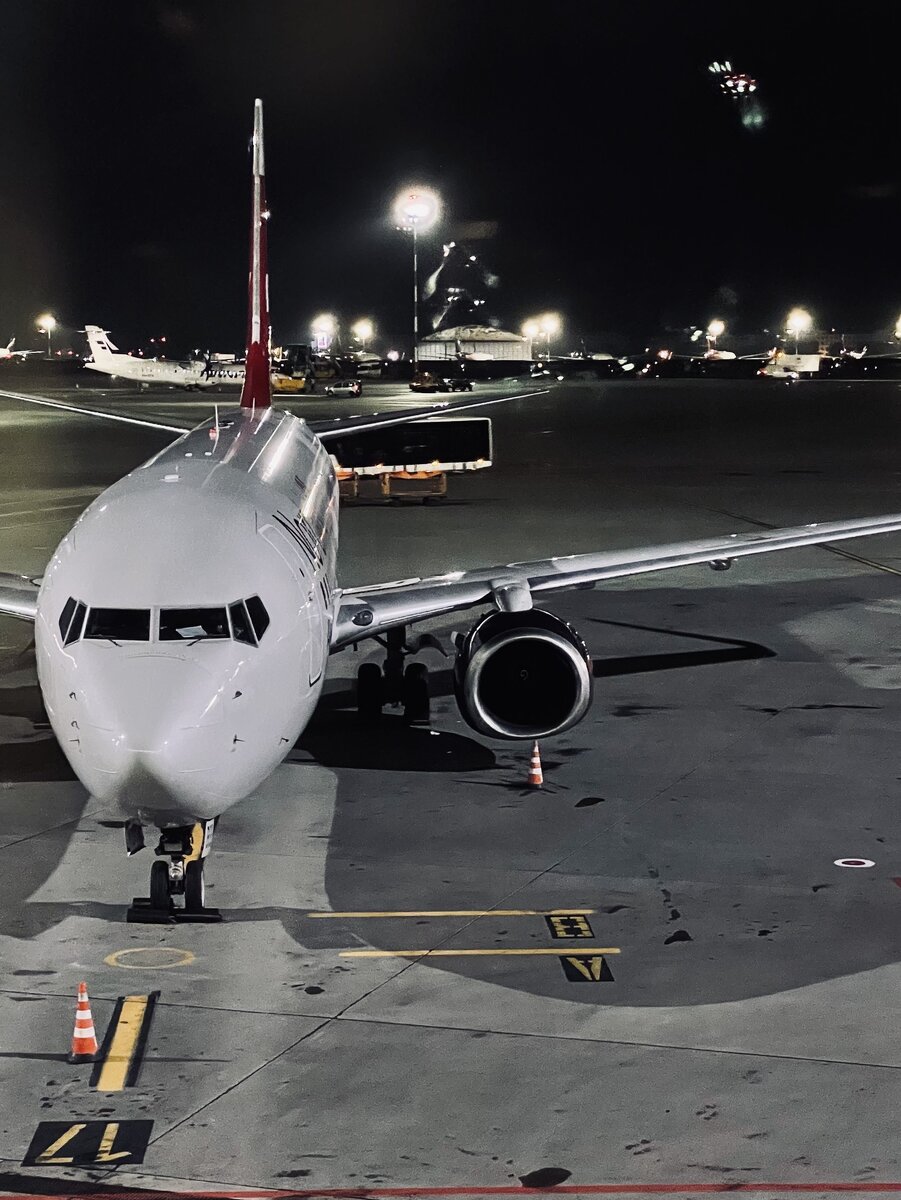 Боинг-737 авиакомпании "Nordwind" на месте стоянки в аэропорту Шереметьево.