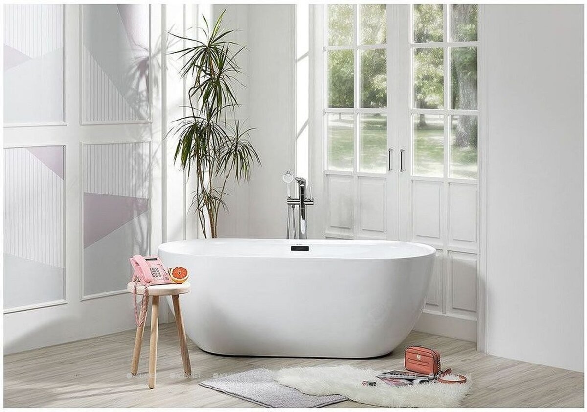 Роскошная акриловая ванна Aquanet Delight и напольный смеситель для ванны с душем  Steel 