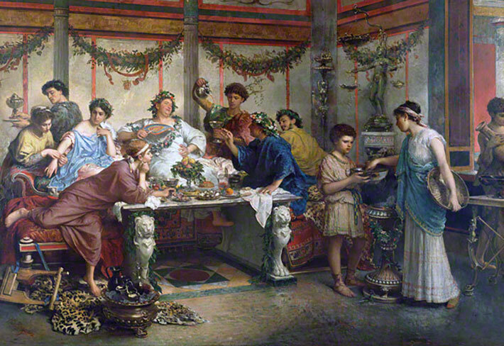 Роберто Бомпиани. Римский пир, 1875 год. Лучше уж пировать, чем воевать.
