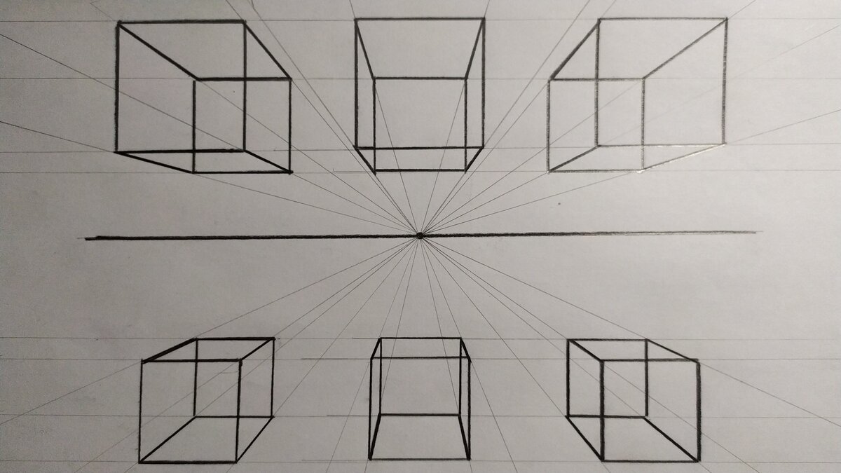 Изобразите пространство. Линейная перспектива Куба. Линейная перспектива Куба фронтальная. Куб в перспективе и сбоку. Одноточечная перспектива Куба 6 класс.