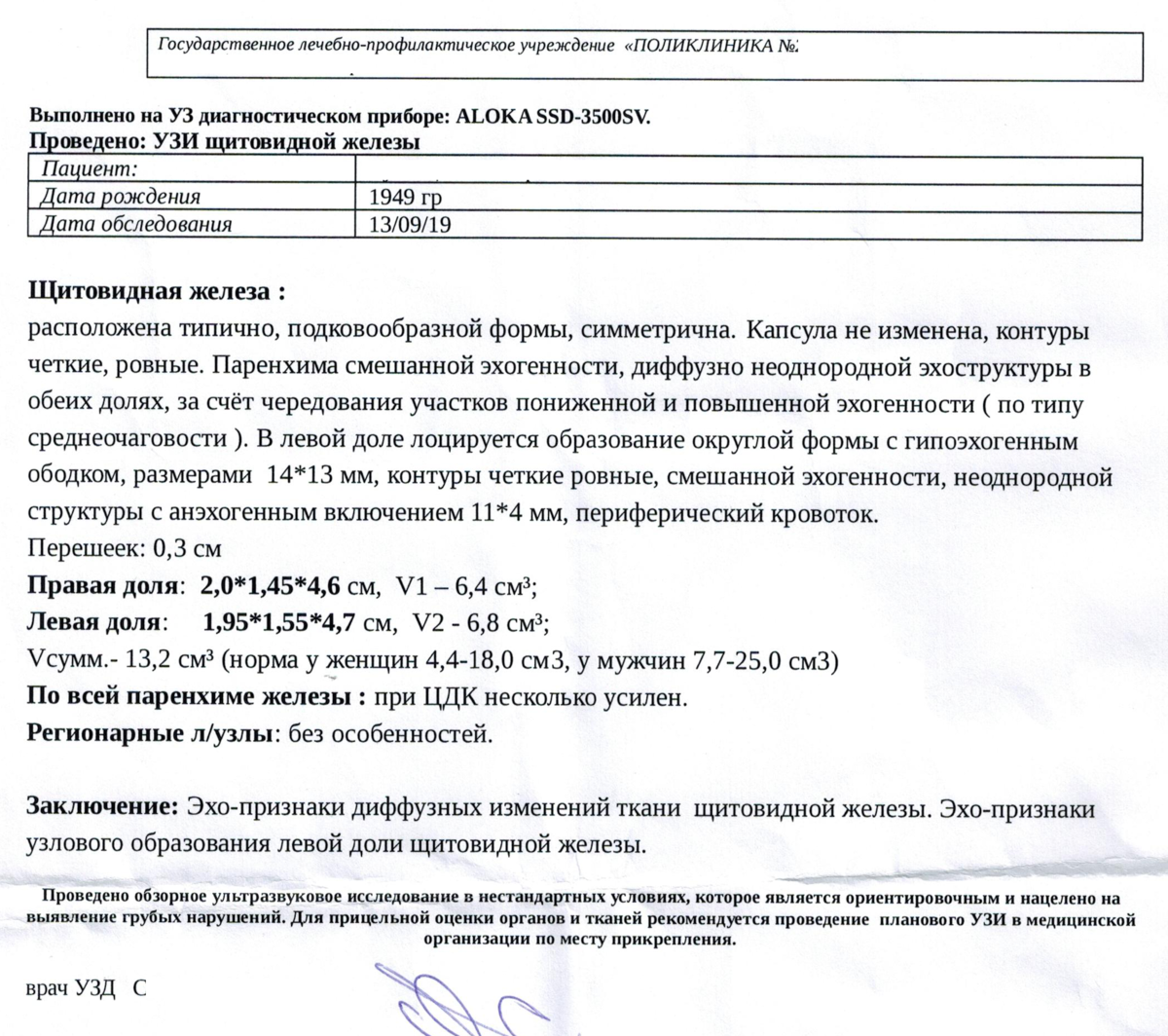 Как формально проводят УЗИ щитовидной или... врач не увидела узел. Случай из практики