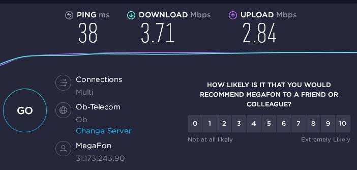 Результат спидтеста.