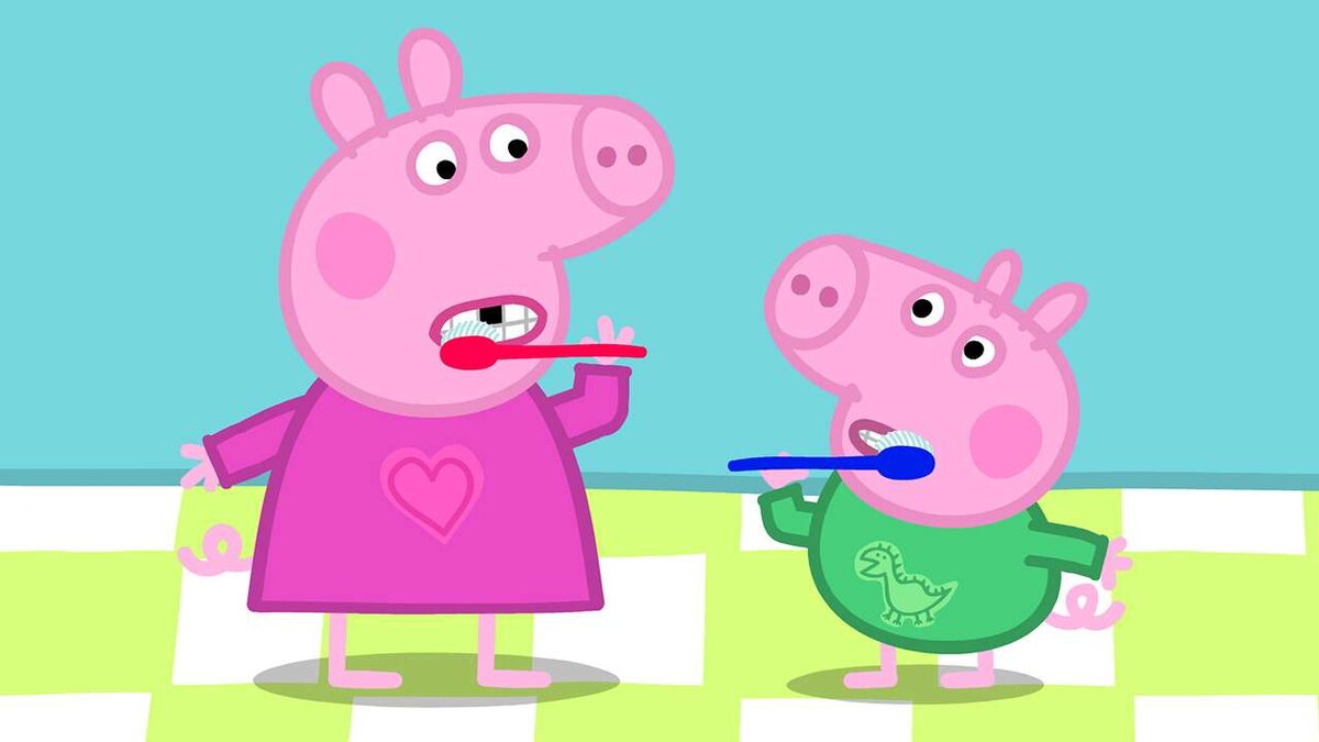 Свинка Пеппа и Джордж чистят зубы по утрам, как и мы