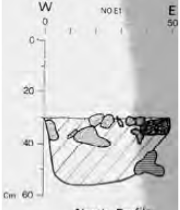 Поперечное сечение костровой ямы.