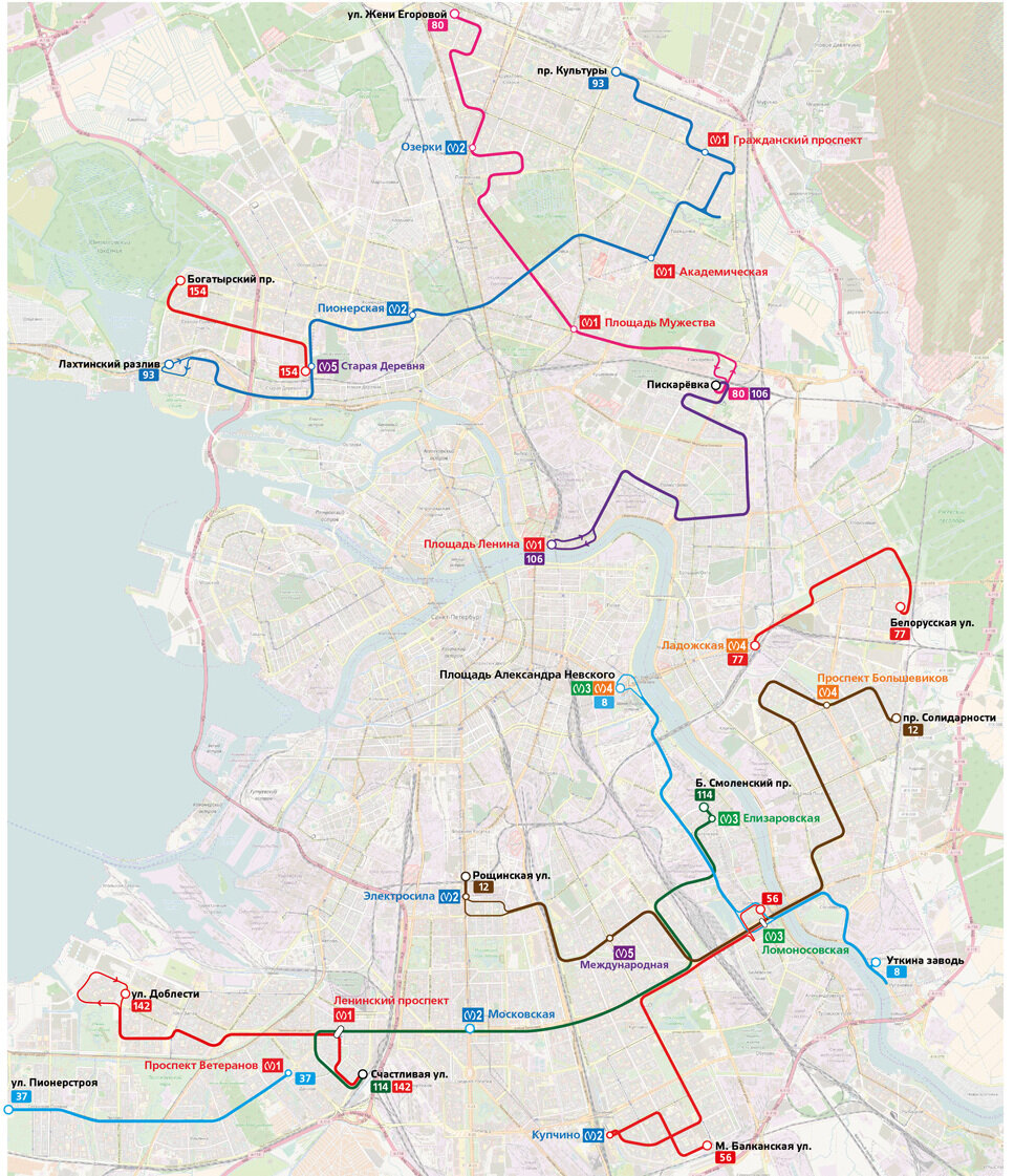 Карта городского транспорта санкт петербурга