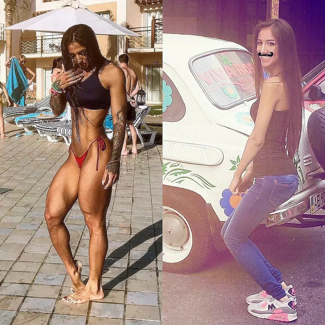 До и после занятий спортом. Фото из инстаграм