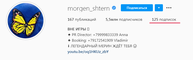 125 подписок 