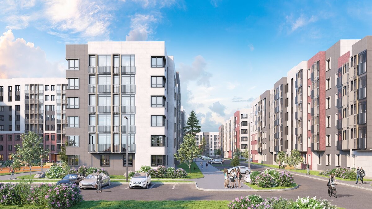 Кварталы средней этажности, в отличие от многоэтажных домов, соразмерны с окружающим миром и ландшафтом