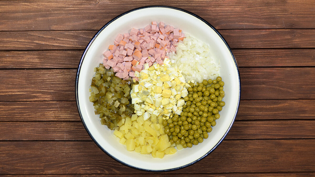 Салат «ОЛИВЬЕ» классический рецепт с колбасой