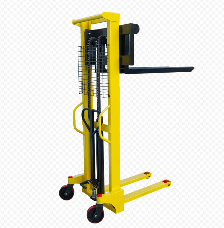 Грузоподъемность 500-2500кг. Высота подъема до 3500мм. Ручной привод подъема (Домкрат) Оператор в ручную, путем нажатия ручки или педали, поднимает груз. Сам его перемещает. Есть модели с раздвижными вилами. Как правило, производятся в Китае.