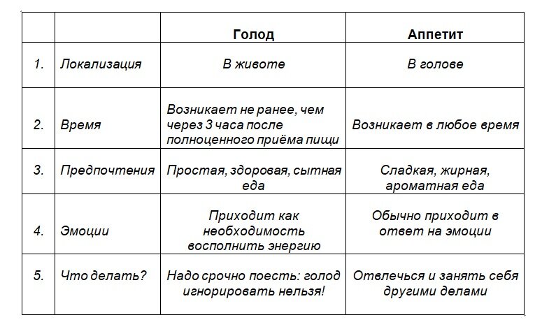 Голод и аппетит в чем ключевая разница