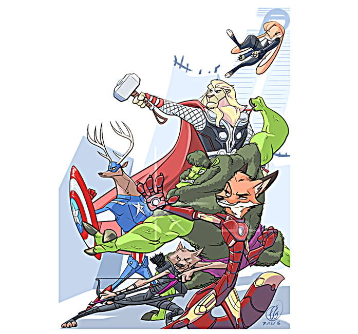 Furvengers – ‘Zootopia’s Mightiest Heroes’ от phantomthepencil 