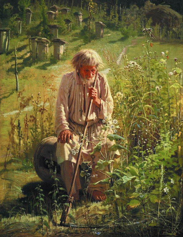 Крамской И.Н., «Пасечник», 1872, холст, масло, 63,5 x 49,2 см, Государственная  Третьяковская Галерея, Москва