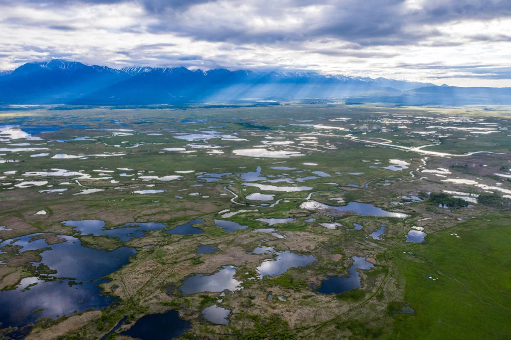 Вид на Койморские озера (болота) и Восточный Саян