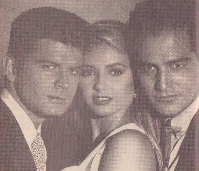 На фото: Анхелика Ривера и её партнёры по теленовелле «Sueño De Amor» — Омар Фьерро (справа) и Серхио Басаньес.